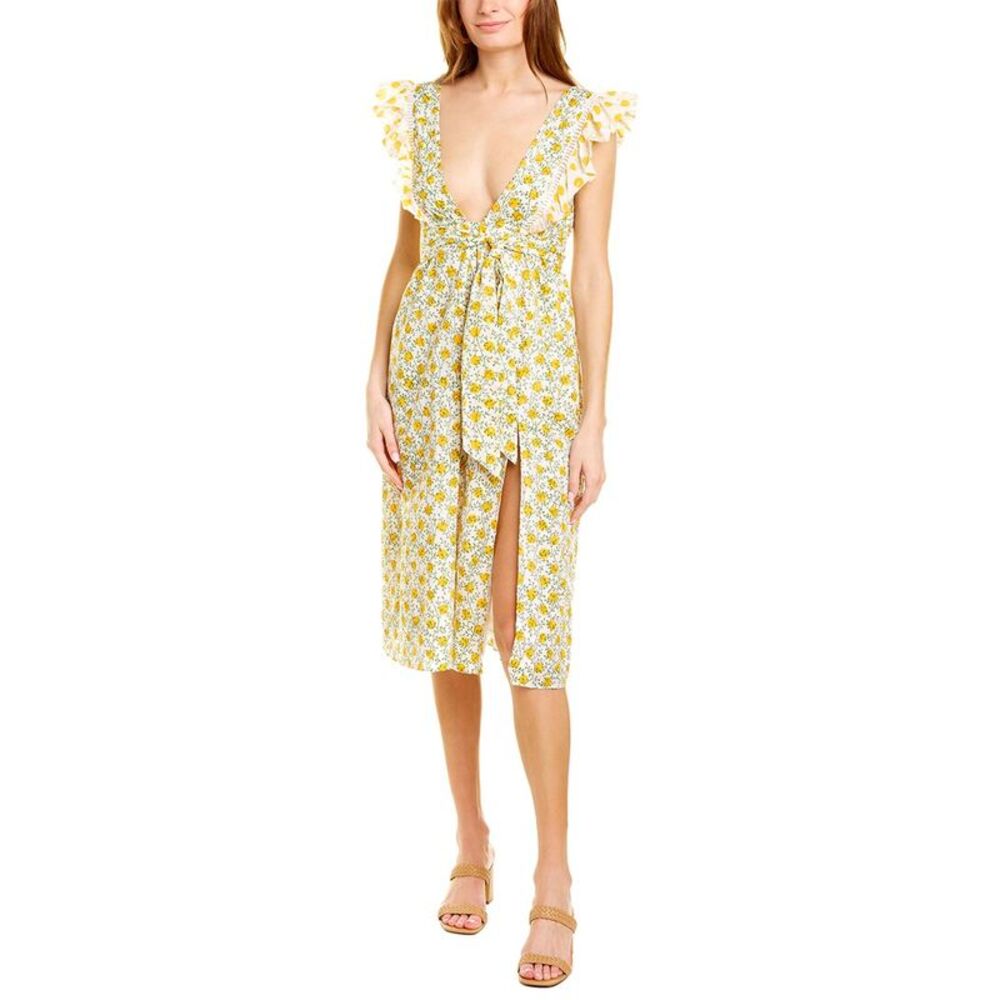 Ash & Eden Womens  Santi Sleeveless Midi Dress, Yellow
